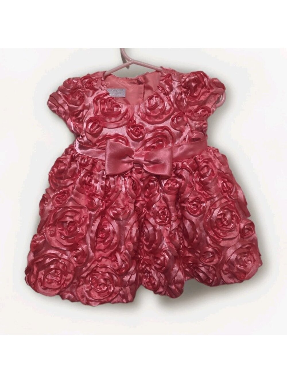 Marmellata Baby Girls Pink Roses Dress Size 3/6 mths Party Wedding Formal